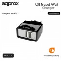 CARGADOR  5V ENCHUFE APPROX 2X  USB 2.1A NEGRO