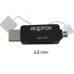 CONVERSOR MICRO SD & MMC A USB  Y MICRO USB NEGRO APPROX