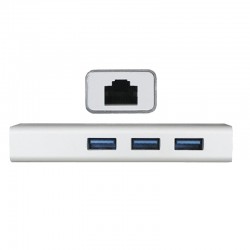 HUB 3 PTOS USB 3.0 + ETHERNET   GIGALAN SILVER
