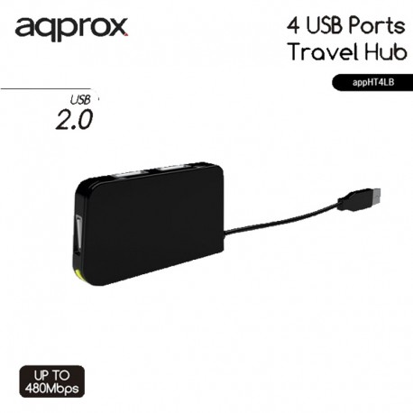 HUB 4 PTOS USB 2.0 APPROX TRAV EL NEGRO
