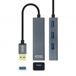 HUB USB 3.0 USB-A/M ALUMINIO N ANO CABLE CORTO
