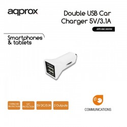CARGADOR  5V COCHE 2X USB 3.1A  BLANCO